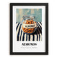 Almonds – on Striped Tablecloth, Nuts Illustration, in sleek black frame