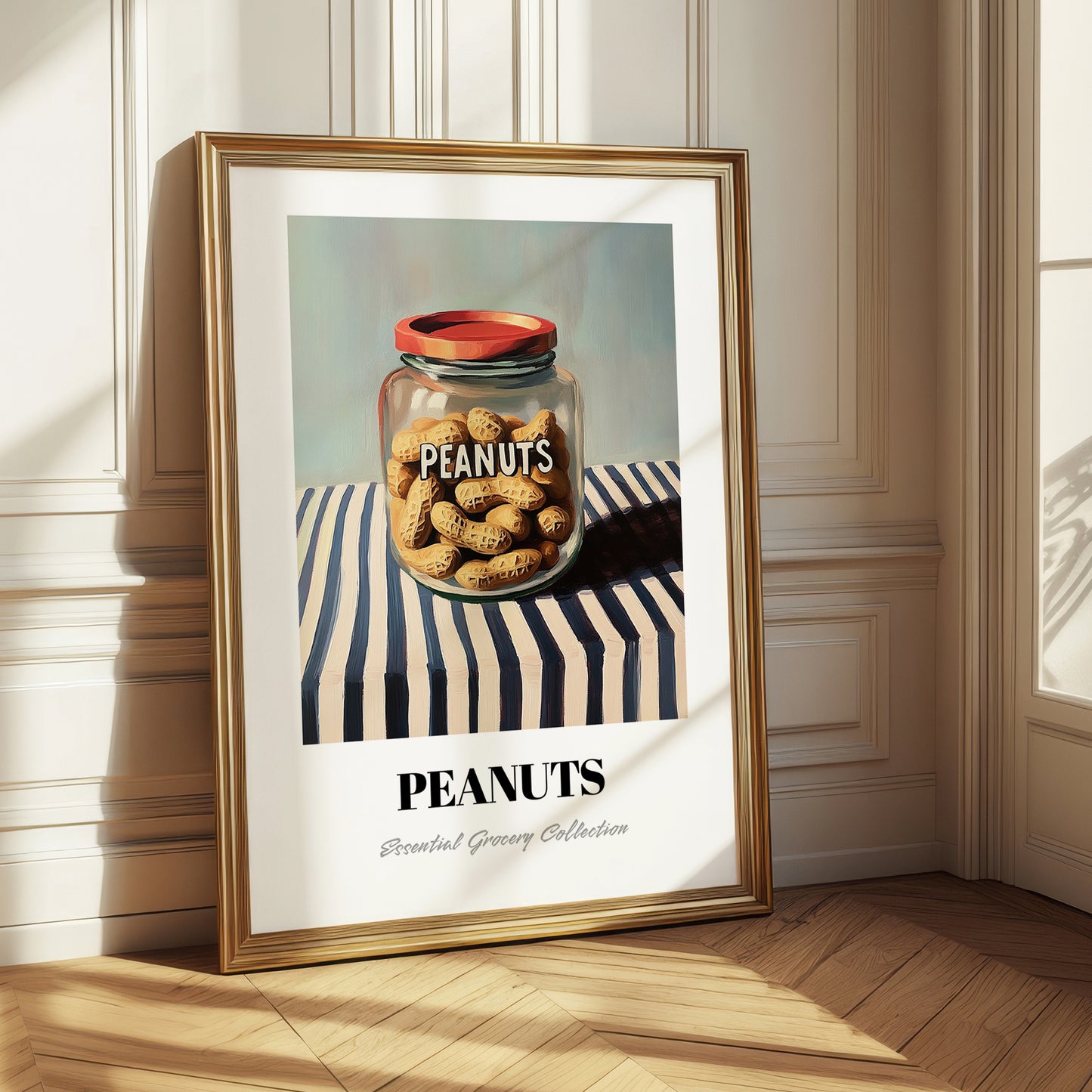Peanuts – on Striped Tablecloth, Nuts Illustration