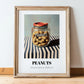 Peanuts – on Striped Tablecloth, Nuts Illustration, in wooden frame leaning on the floor