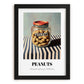 Peanuts – on Striped Tablecloth, Nuts Illustration, in sleek black frame