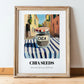 Chia Seeds – Italian Street Café Scene, Nuts Poster, in wooden frame leaning on the floor