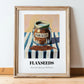 Flaxseeds – on Striped Tablecloth, Nuts Print, in wooden frame leaning on the floor