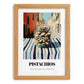Pistachios – Italian Urban Café Scene, Nuts Wall Illustration, set in oak frame