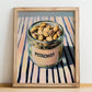 Pistachios – on Striped Tablecloth, Nuts Art, no-text version framed in wood