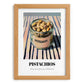 Pistachios – on Striped Tablecloth, Nuts Art, set in oak frame