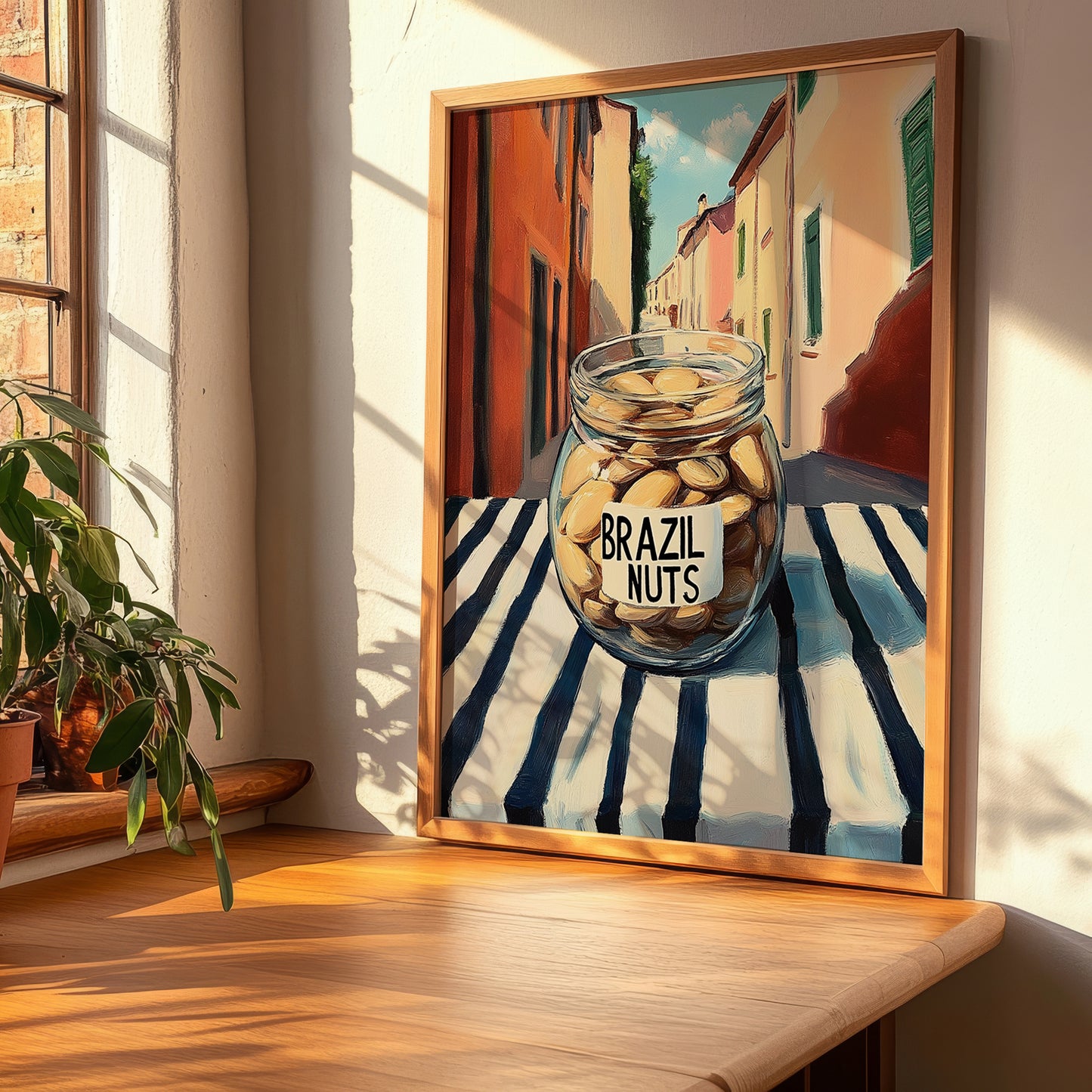 Brazil Nuts – Italian Outdoor Café Scene, Nuts Wall Decor, clean layout with no caption