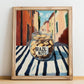 Brazil Nuts – Italian Outdoor Café Scene, Nuts Wall Decor, no-text version framed in wood