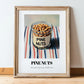 Pine Nuts – on Striped Tablecloth, Nuts Wall Decor, in wooden frame leaning on the floor