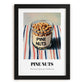 Pine Nuts – on Striped Tablecloth, Nuts Wall Decor, in sleek black frame
