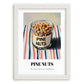 Pine Nuts – on Striped Tablecloth, Nuts Wall Decor, placed in minimal white frame