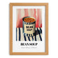 Bean Soup – on Striped Tablecloth, Canned Vegetables Wall Decor, set in oak frame