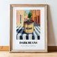 Dark Beans – Italian Urban Café Scene, Canned Vegetables Painting, in wooden frame leaning on the floor