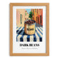 Dark Beans – Italian Urban Café Scene, Canned Vegetables Painting, set in oak frame