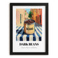 Dark Beans – Italian Urban Café Scene, Canned Vegetables Painting, in sleek black frame