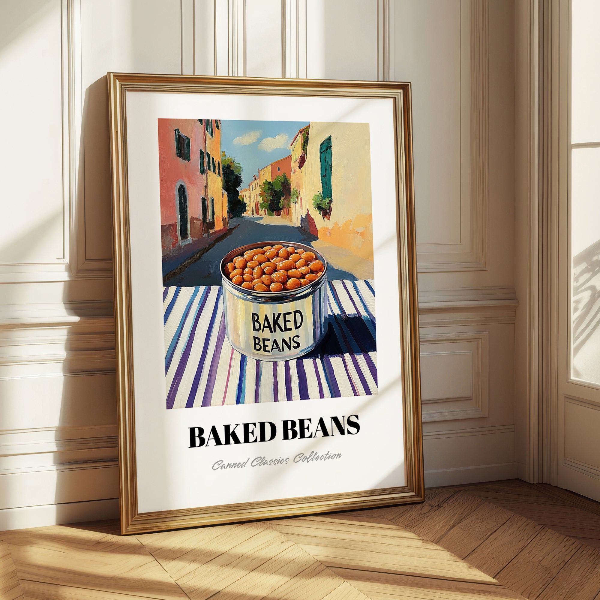 Baked Beans – Italian Outdoor Café Scene, Canned Vegetables Illustration