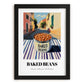 Baked Beans – Italian Outdoor Café Scene, Canned Vegetables Illustration, in sleek black frame
