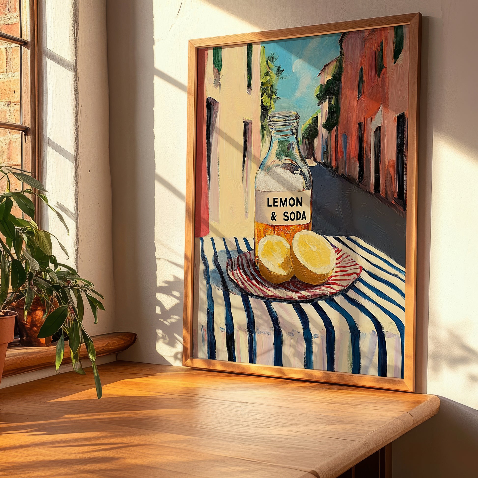 Lemon & Soda – Italian Outdoor Café Scene, Lemonade Painting, clean layout with no caption