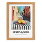 Lemon & Soda – Italian Outdoor Café Scene, Lemonade Painting, set in oak frame
