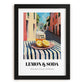 Lemon & Soda – Italian Outdoor Café Scene, Lemonade Painting, in sleek black frame