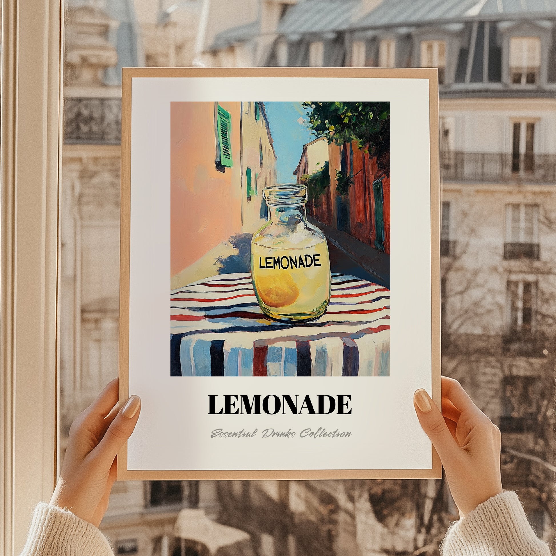 Lemonade – Italian Street Café Scene, Lemonade Illustration, styled in a charming Paris street view