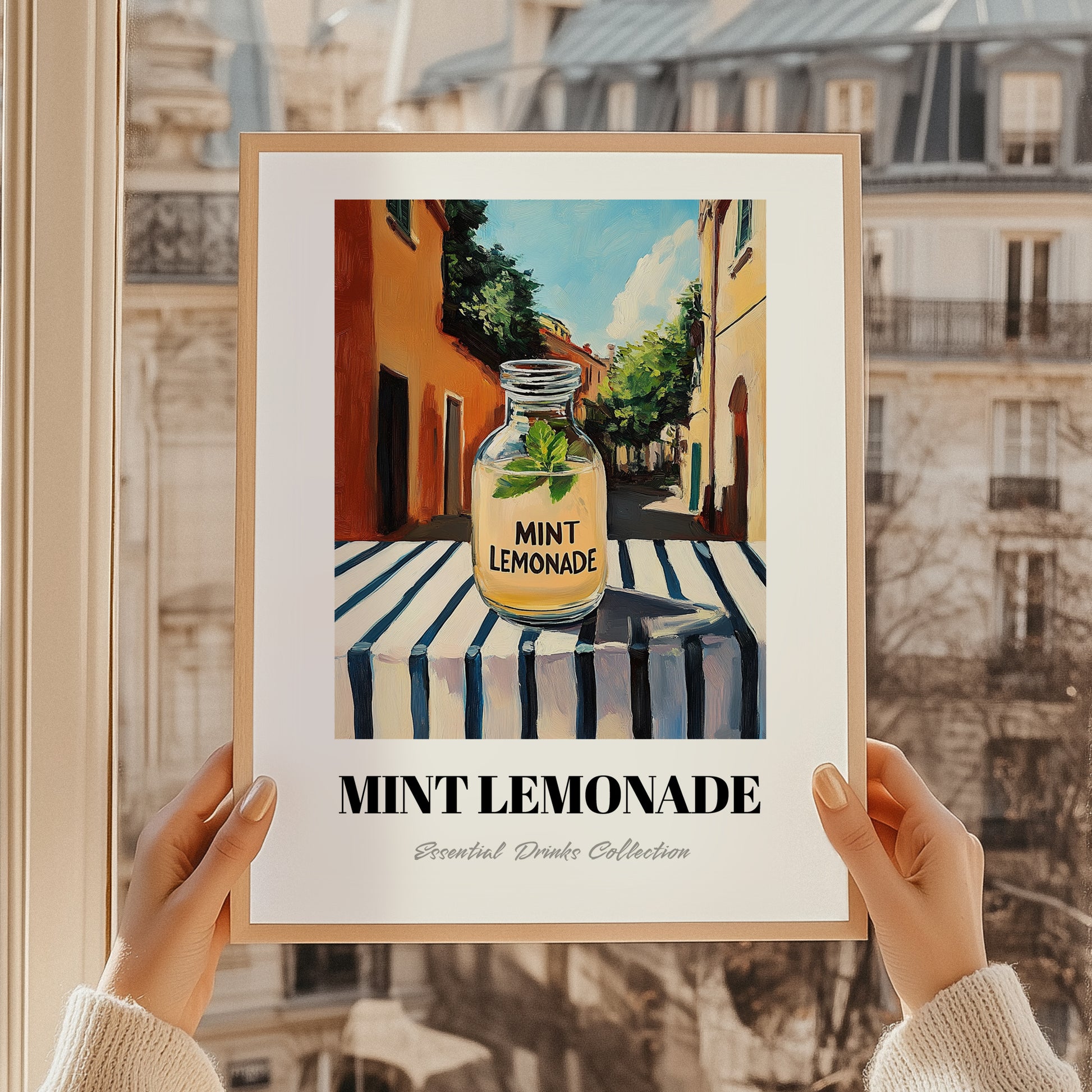 Mint Lemonade – Italian Outdoor Café Scene, Lemonade Still Life, styled in a charming Paris street view