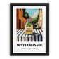 Mint Lemonade – Italian Outdoor Café Scene, Lemonade Still Life, in sleek black frame