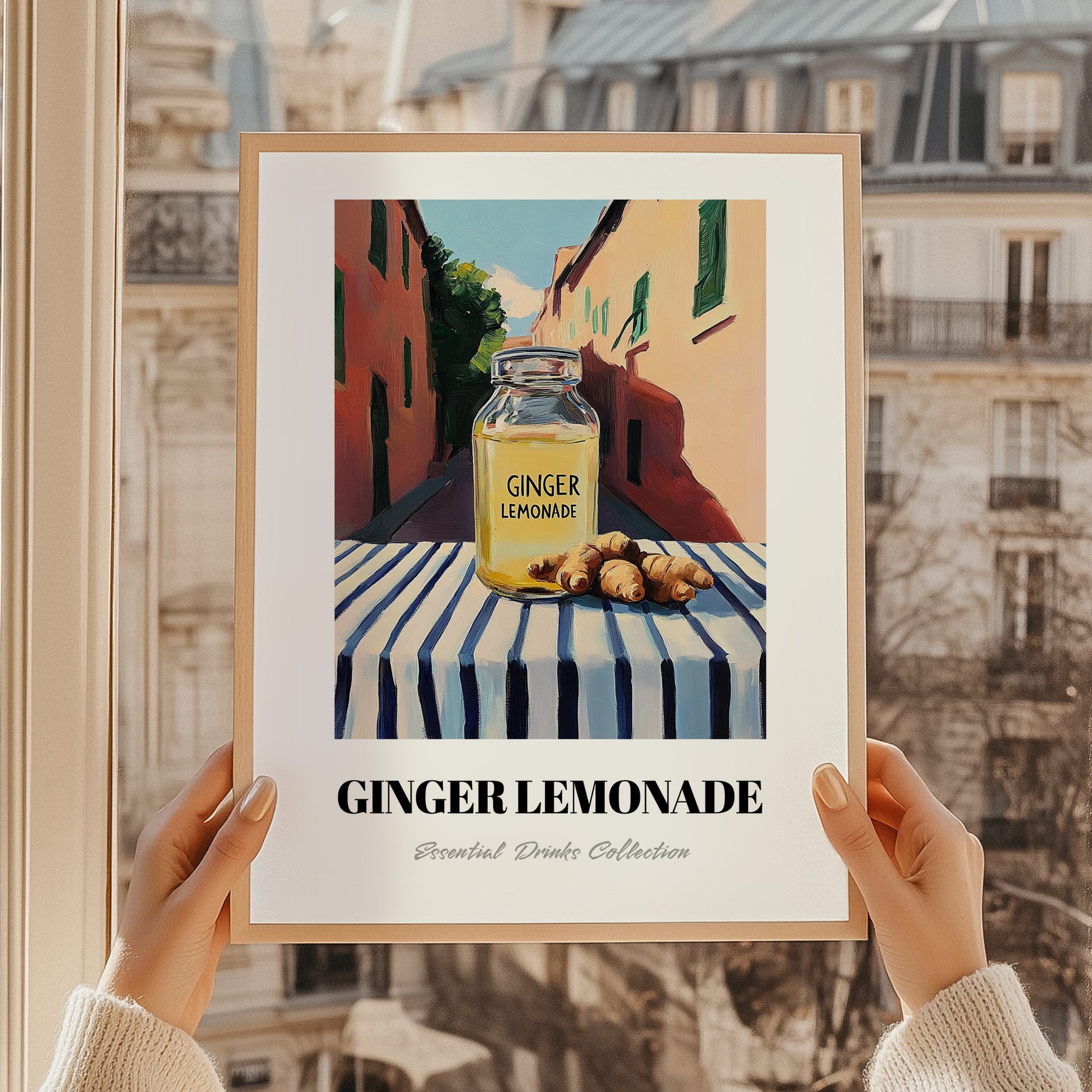 Ginger Lemonade – Italian Street Café Scene, Lemonade Still Life, styled in a charming Paris street view