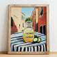 Cucumber Lemonade – Italian Street Café Scene, Lemonade Painting, no-text version framed in wood