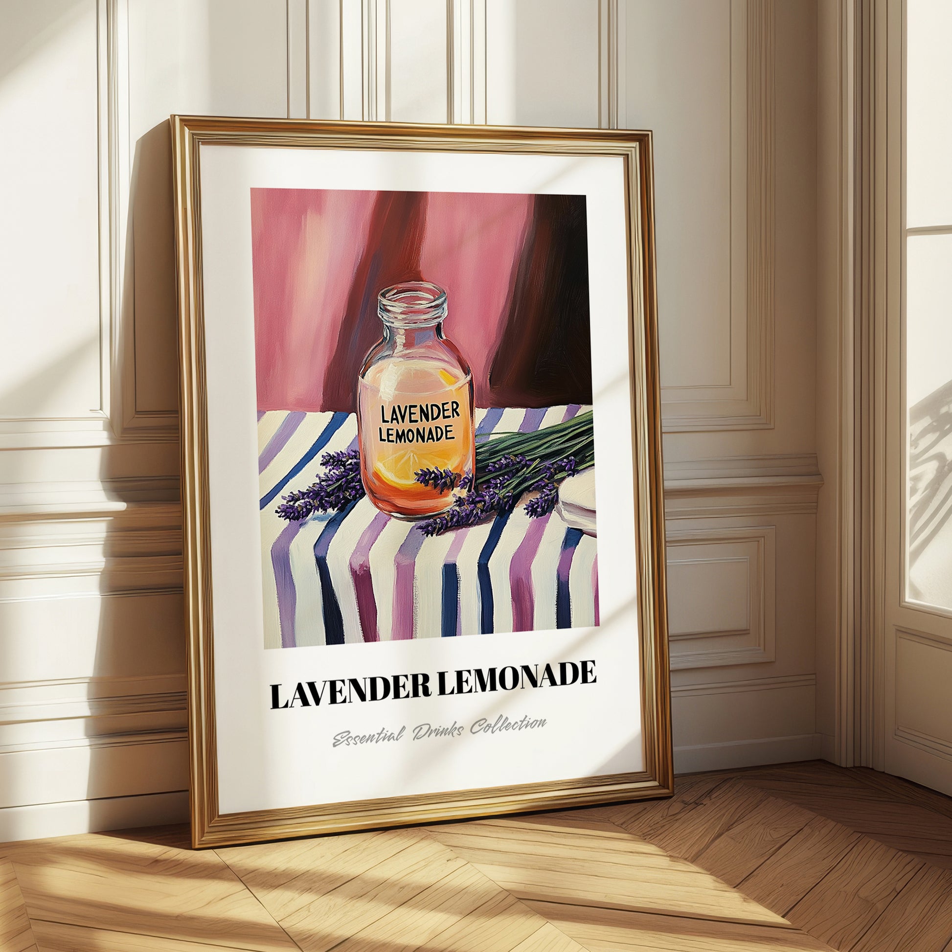 Lavender Lemonade – on Striped Tablecloth, Lemonade Print