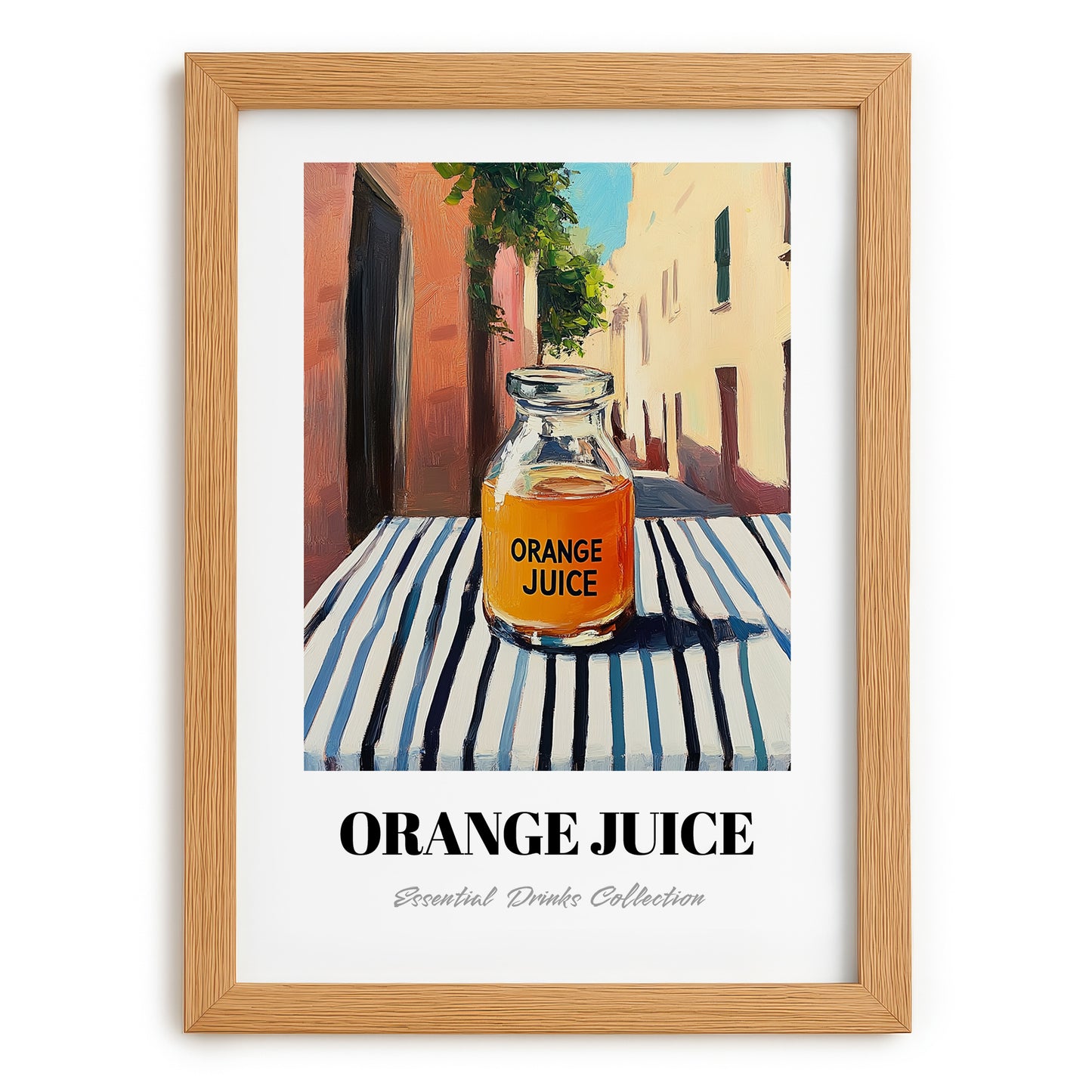 Orange Juice – Italian Urban Café Scene, Lemonade Art, set in oak frame