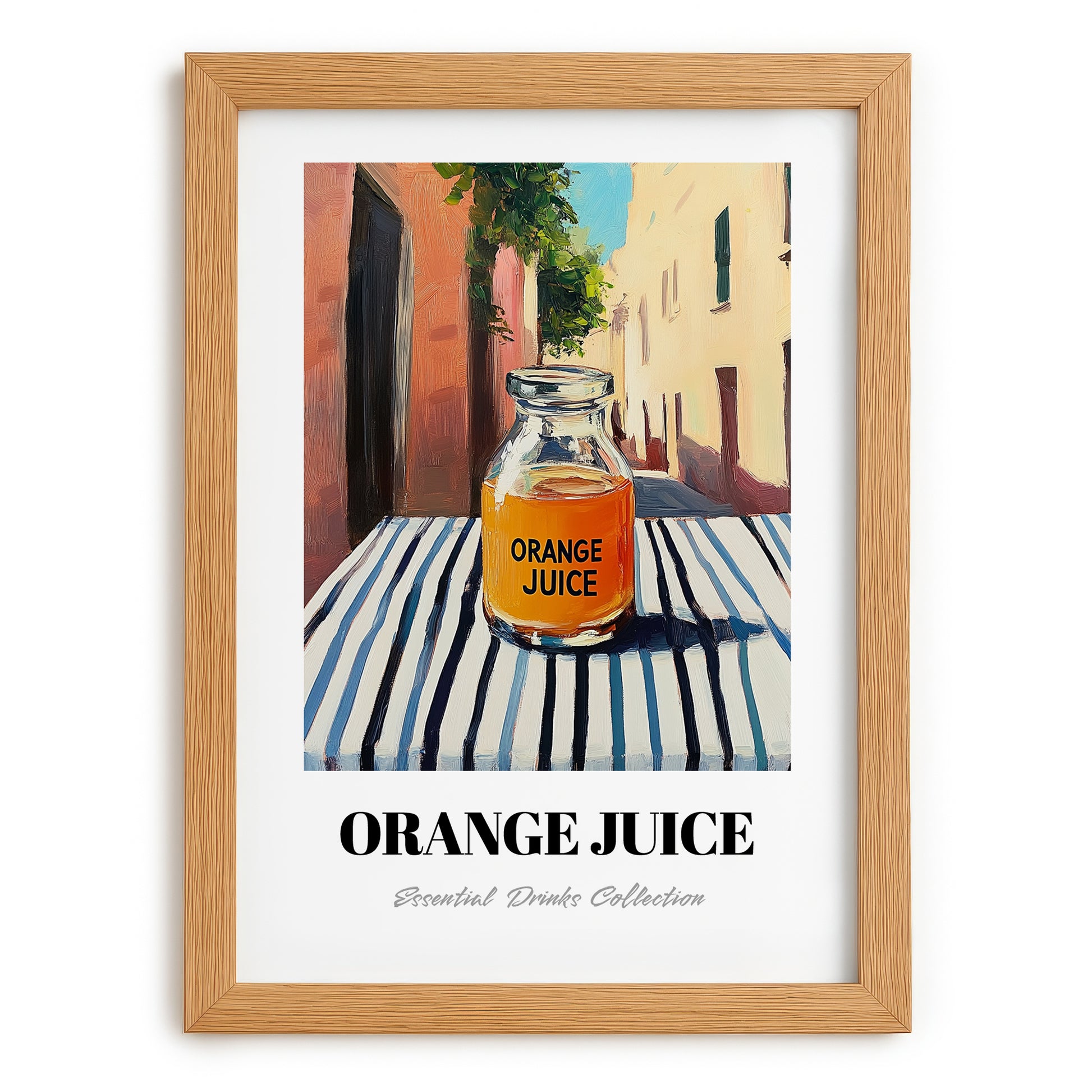 Orange Juice – Italian Urban Café Scene, Lemonade Art, set in oak frame
