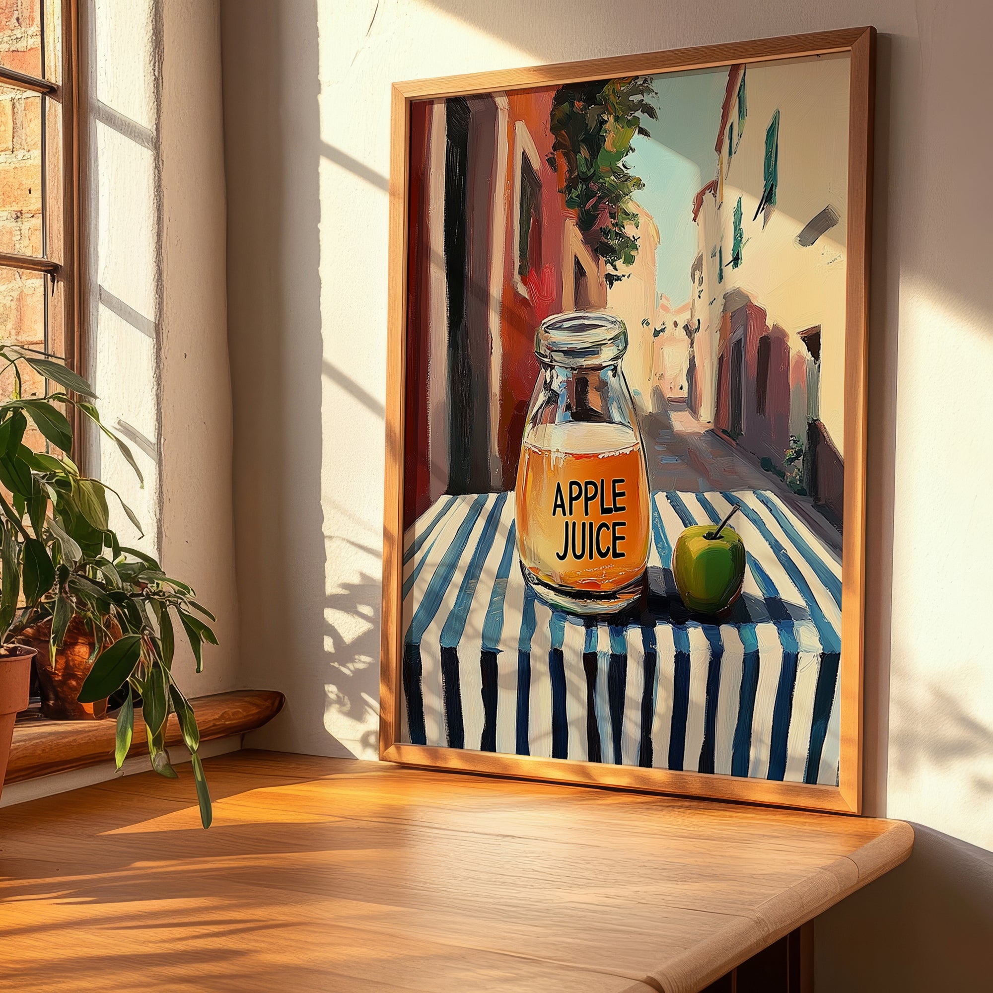 Apple Juice – Italian Café on the Corner, Lemonade Painting, clean layout with no caption