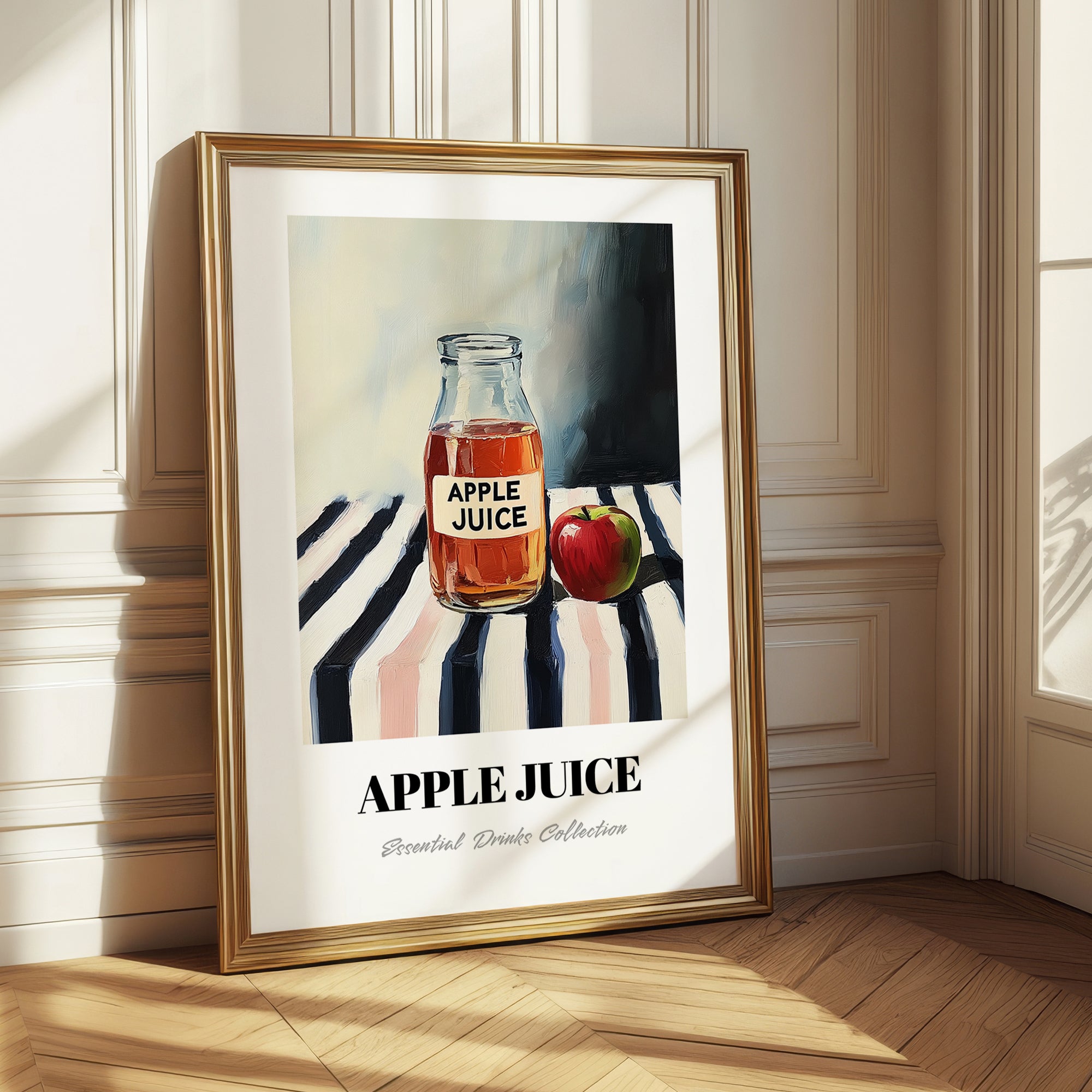 Apple Juice – on Striped Tablecloth, Lemonade Painting