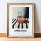 Apple Juice – on Striped Tablecloth, Lemonade Painting, in wooden frame leaning on the floor