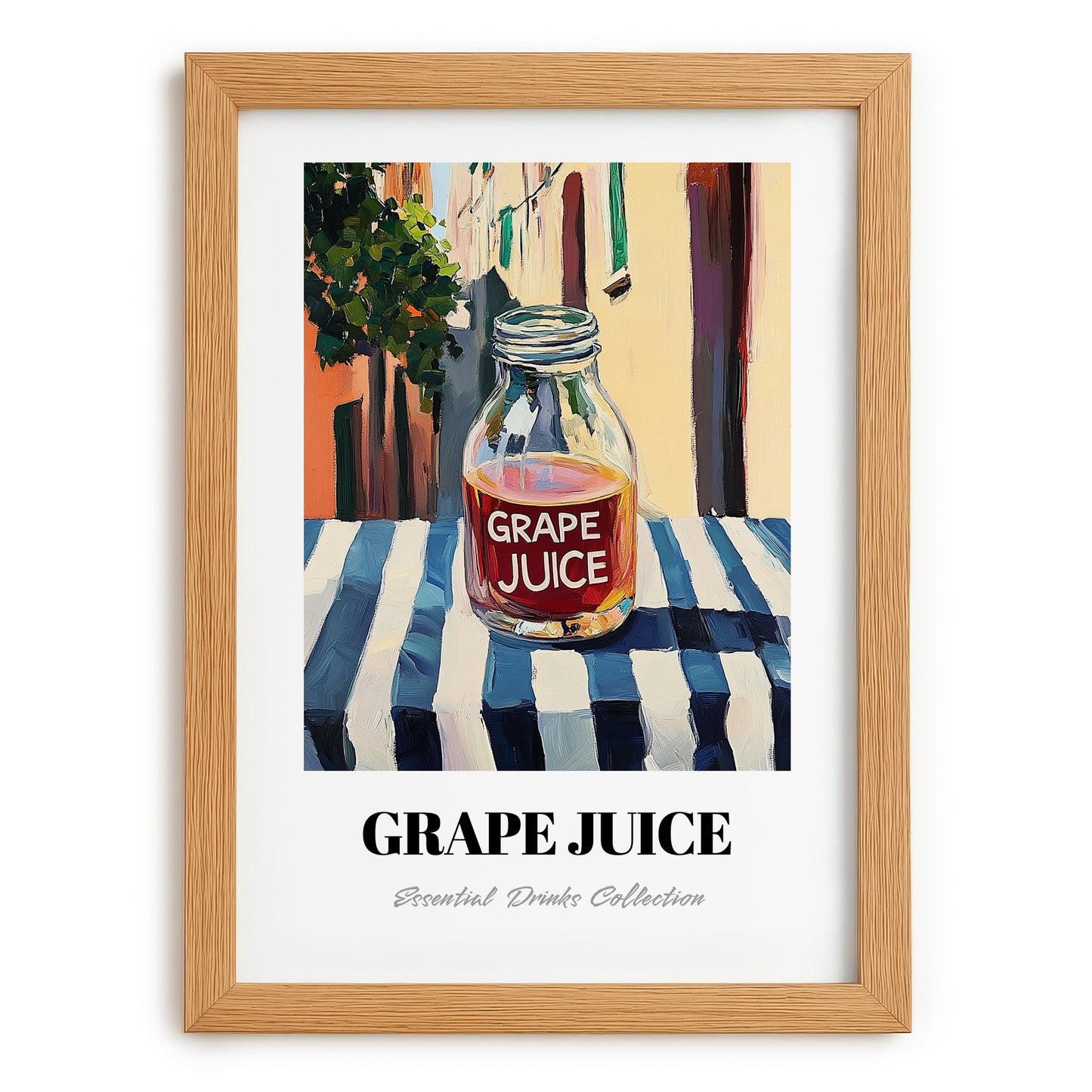 Grape Juice – Italian Café on the Corner, Lemonade Wall Illustration, set in oak frame