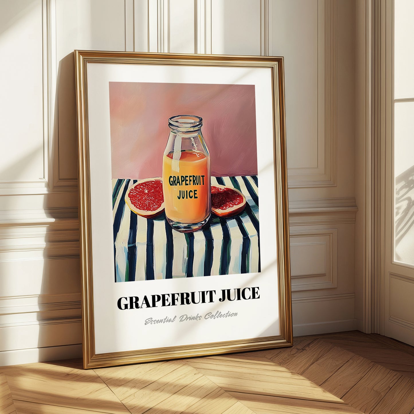 Grapefruit Juice – on Striped Tablecloth, Lemonade Wall Art