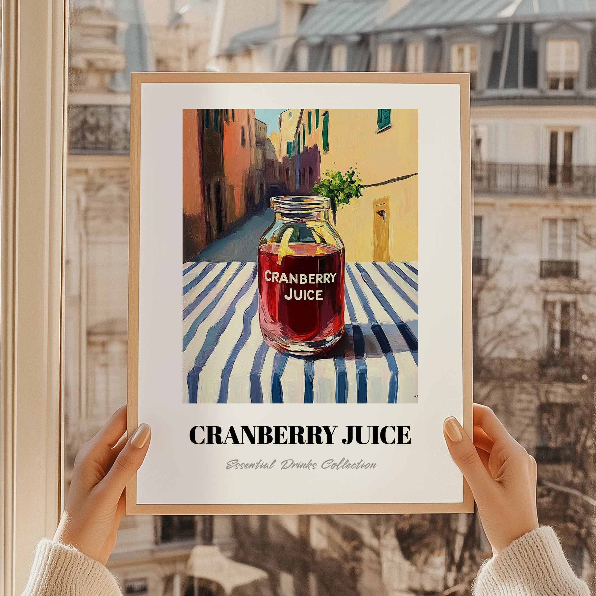 Cranberry Juice – Italian Street Café Scene, Lemonade Print, styled in a charming Paris street view