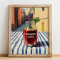 Cranberry Juice – Italian Street Café Scene, Lemonade Print, no-text version framed in wood