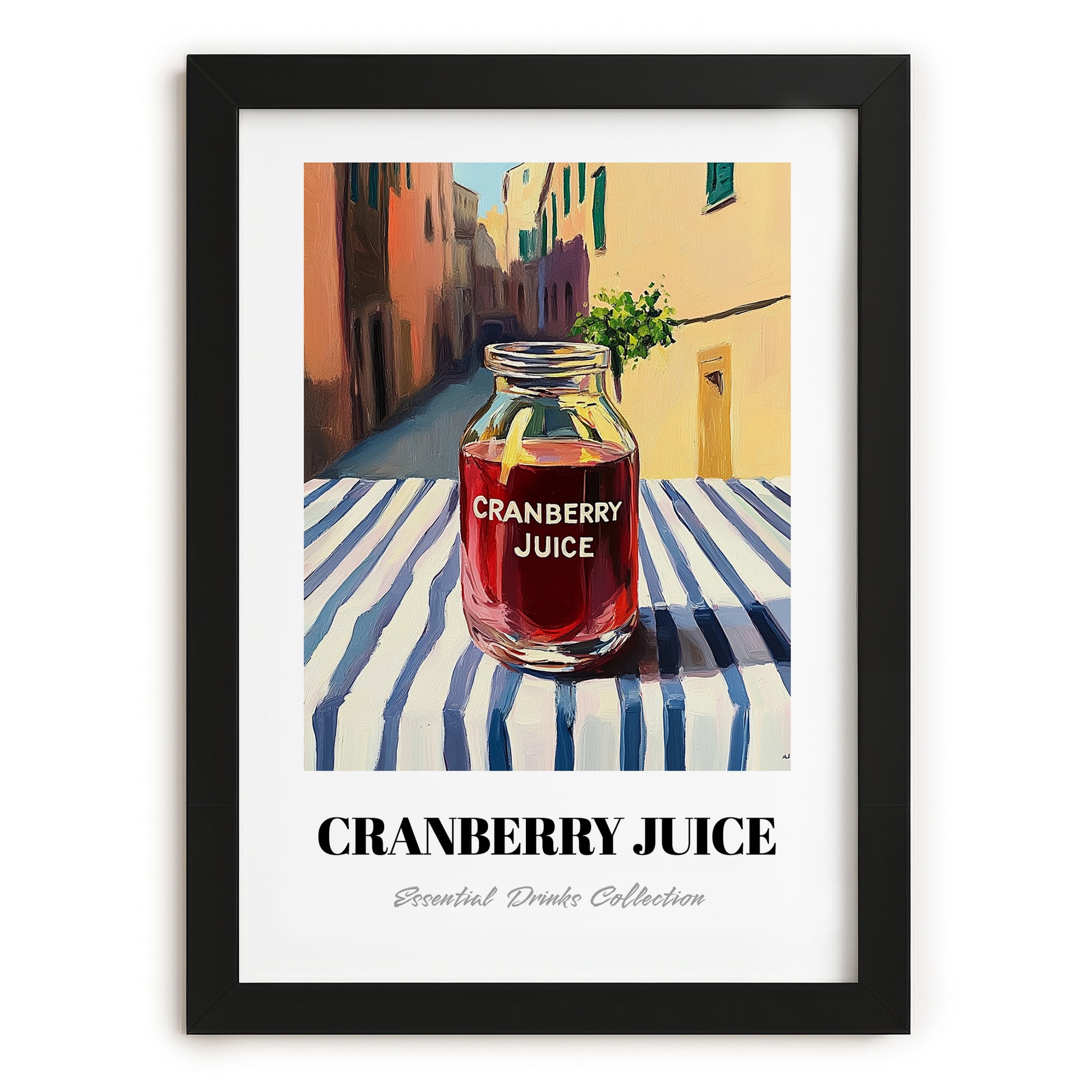 Cranberry Juice – Italian Street Café Scene, Lemonade Print, in sleek black frame