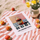 Cranberry Juice – on Striped Tablecloth, Lemonade Poster, unframed on coastal sand