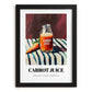 Carrot Juice – on Striped Tablecloth, Lemonade Wall Decor, in sleek black frame