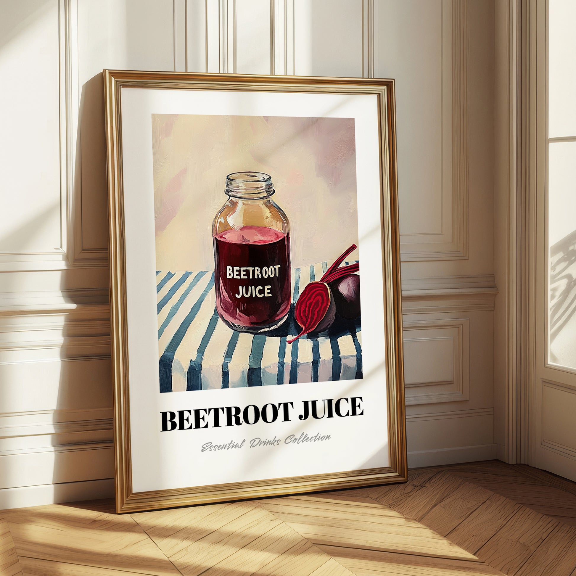 Beetroot Juice – on Striped Tablecloth, Lemonade Wall Illustration