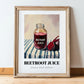 Beetroot Juice – on Striped Tablecloth, Lemonade Wall Illustration, in wooden frame leaning on the floor