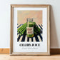 Celery Juice – on Striped Tablecloth, Lemonade Painting, in wooden frame leaning on the floor