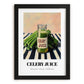 Celery Juice – on Striped Tablecloth, Lemonade Painting, in sleek black frame