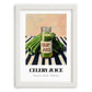Celery Juice – on Striped Tablecloth, Lemonade Painting, placed in minimal white frame