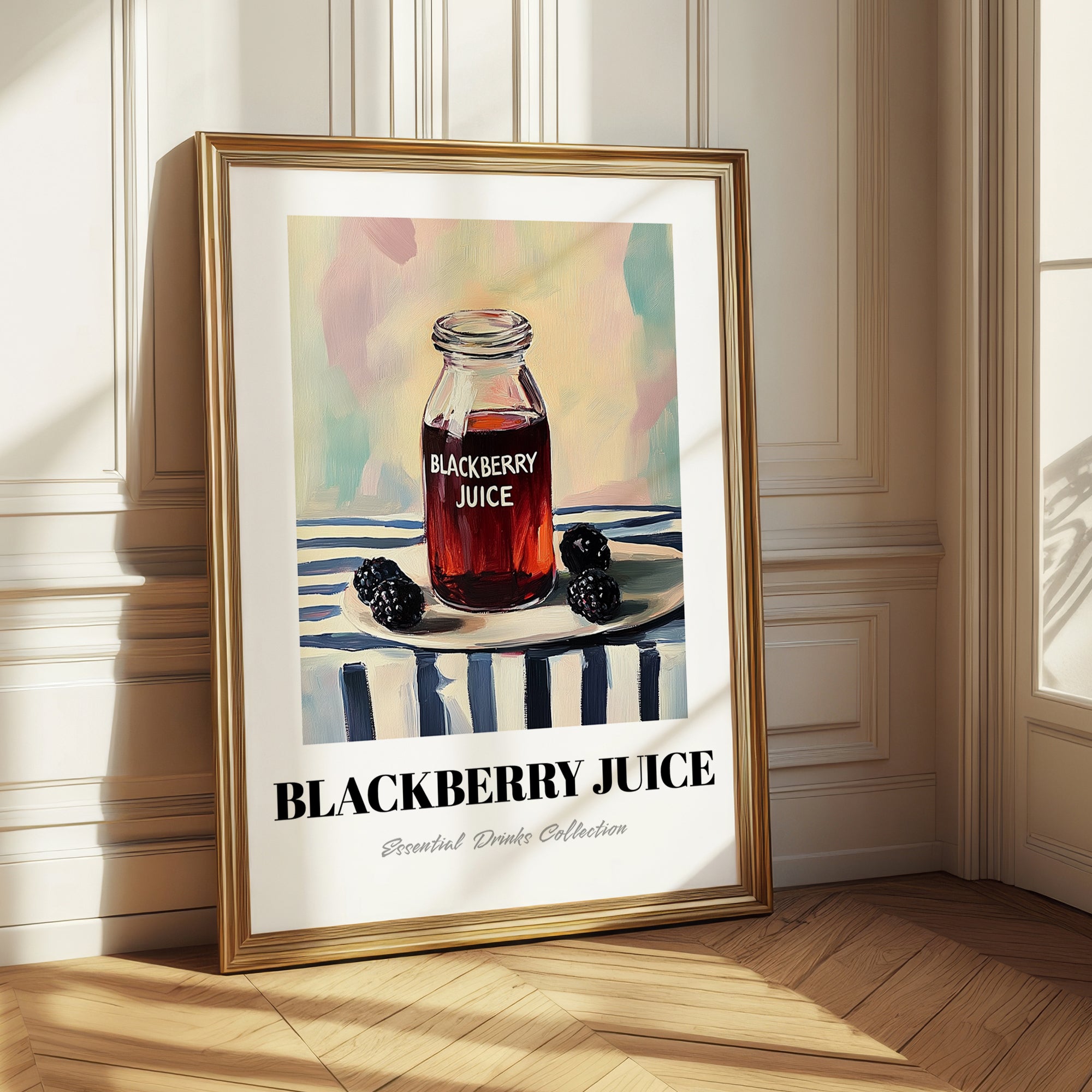 Blackberry Juice – on Striped Tablecloth, Lemonade Wall Painting
