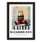 Blackberry Juice – on Striped Tablecloth, Lemonade Wall Painting, in sleek black frame