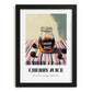 Cherry Juice – on Striped Tablecloth, Lemonade Wall Illustration, in sleek black frame