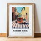 Cherry Juice – Italian Café on the Corner, Lemonade Poster, in wooden frame leaning on the floor